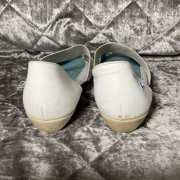 Cloud Women's Open-Toe Slip-On Sandals Size 11 Leather & Fabric White & Silver - Picture 4 of 12
